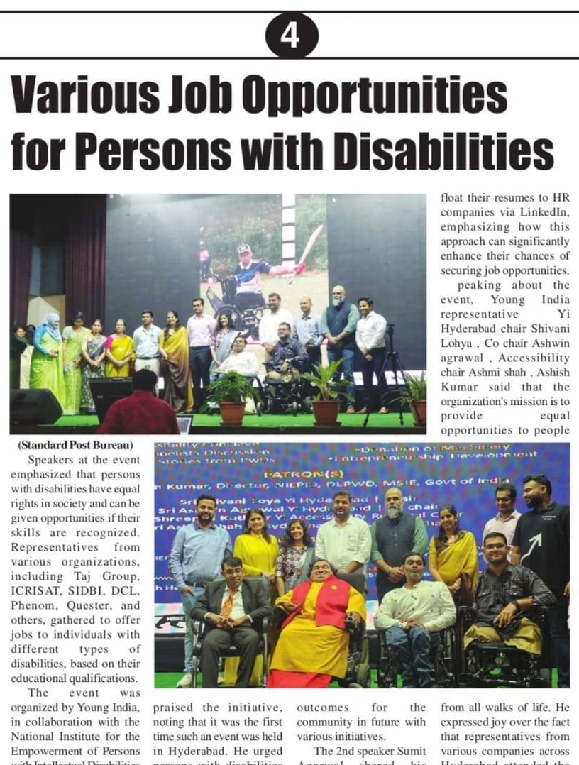 Sai Kaustuv Dashgupta (@saikaustuv) on Twitter photo It was an honor to attend the first ever #accessibility #conclave organized by the <a href="/YiTweets/">Young Indians (Yi)</a> #Hyderabad Chapter and the <a href="/NIEPID/">NIEPID</a> to provide job opportunities and empower person with #Disability <a href="/socialpwds/">Divyang Empowerment</a>
Thank you <a href="/timesofindia/">The Times Of India</a> <a href="/IndianExpress/">The Indian Express</a> <a href="/DeccanChronicle/">Deccan Chronicle</a> <a href="/yibengaluru/">Yi Bengaluru</a> It was an honor to attend the first ever #accessibility #conclave organized by the <a href="/YiTweets/">Young Indians (Yi)</a> #Hyderabad Chapter and the <a href="/NIEPID/">NIEPID</a> to provide job opportunities and empower person with #Disability <a href="/socialpwds/">Divyang Empowerment</a>
Thank you <a href="/timesofindia/">The Times Of India</a> <a href="/IndianExpress/">The Indian Express</a> <a href="/DeccanChronicle/">Deccan Chronicle</a> <a href="/yibengaluru/">Yi Bengaluru</a>
