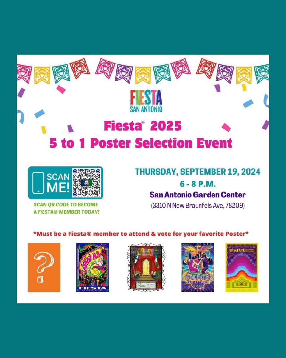 marty3099's tweet image. 🙏🏽Grateful to have been only 1 of 5 artists selected to compete for the official 2025 San Antonio @FiestaSA  Poster!!
** Voting will take place only at 1 event- 9/19/24, see pic below.
**Hope to see u there!!    #birdsup 🤙🏽#porvida #thunderdome