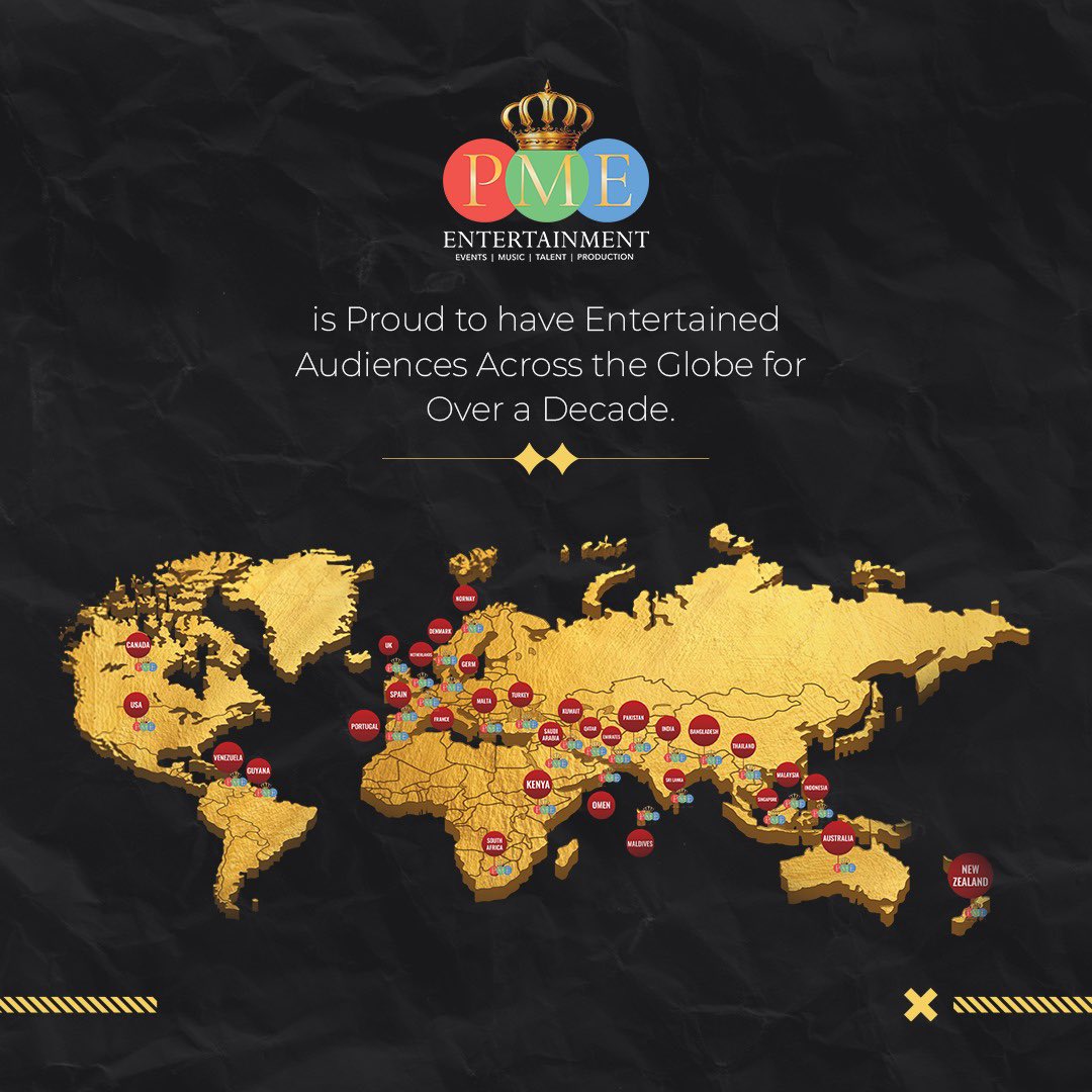 PMEWorld's tweet image. PME Entertainment is globally yours for a reason. 🌎✨

#PMEEntertainment #LiveEntertainment #Concerts #Shows #GlobalArtists #Promoter #Organizer #ShowProducer #CorporateShows #LiveEvents #WeddingEvents