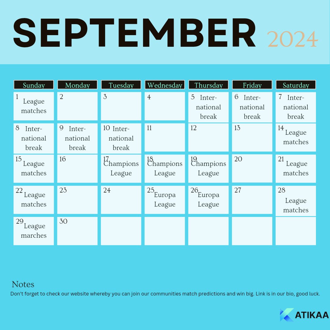 katikaaofficial's tweet photo. September is spelled with the most letters, it contains nine letters, and it happensto be the nine month of the year. Prepare your popcorn 🍿 the month is full of tremendous activities. Happy new month.
#happynewmonth❤️ #september #sportingcommunity #matchpredictions #katikaa https://t.co/CCLzAQe3zK