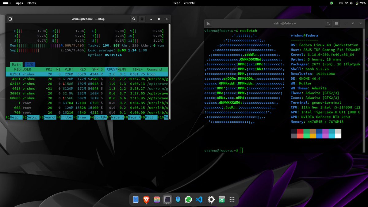 Prashasth_nair's tweet image. Running smooth and fast. Till now better experience than windows.. 🚀✨
#LinuxMagic #OpenSourceVibes #TechFlow #LinuxIsLife #CommandLineFlex #LinuxLife #Fedora40 #GNOME #OpenSource "