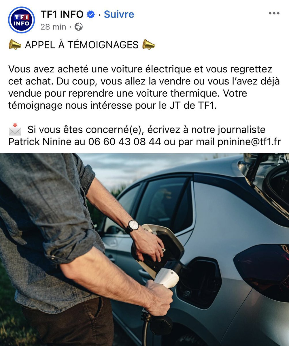 APPEL À TÉMOIGNAGES 

Vous travaillez au sein du groupe TF1 et vous avez des informations concernant les intérêts fossiles derrière la campagne de désinformation contre les voitures électriques à laquelle votre chaîne se livre depuis plusieurs semaines : contactez-nous ici.