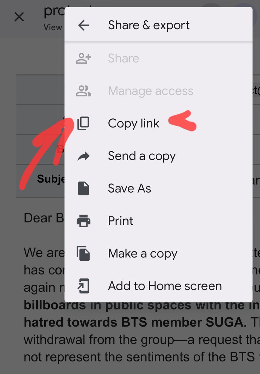 DataAgustD's tweet photo. How to use the template ⬇️

✔️ Open the template, copy the link and open in Google Chrome 

✔️ Click on "Desktop Site" 

✔️ Click on the email icon in the top left corner and an email template will be created in your Gmail.

✔️ Click "Send". https://t.co/LRYD0BdHVK