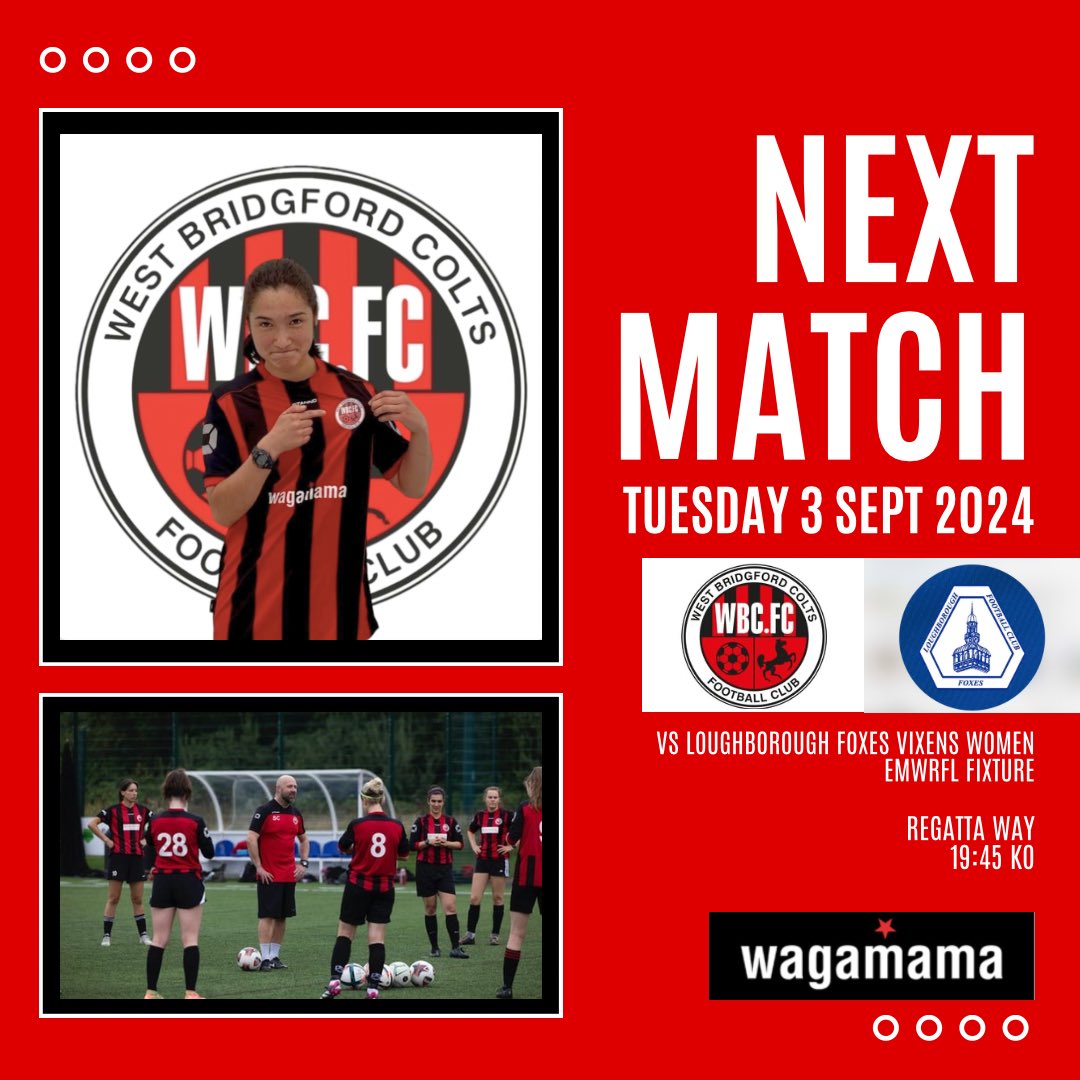 📆 Tuesday 3rd September 
⏰ 19:45
🆚 Loughborough Foxes Vixens 
🏆 East Midlands Women’s Div 1 Central
📍 Regatta Way Sports Ground NG2 5AT
🎟️ Free entry