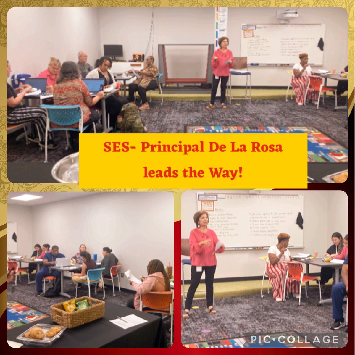 Principal De La Rosa leads the way as she holds a workshop for her faculty and staff. SES will be on point as One Team with One Mission! <a href="/StaffordMSD/">Stafford MSD</a> <a href="/SMSDElementary/">SMSD Elementary</a>