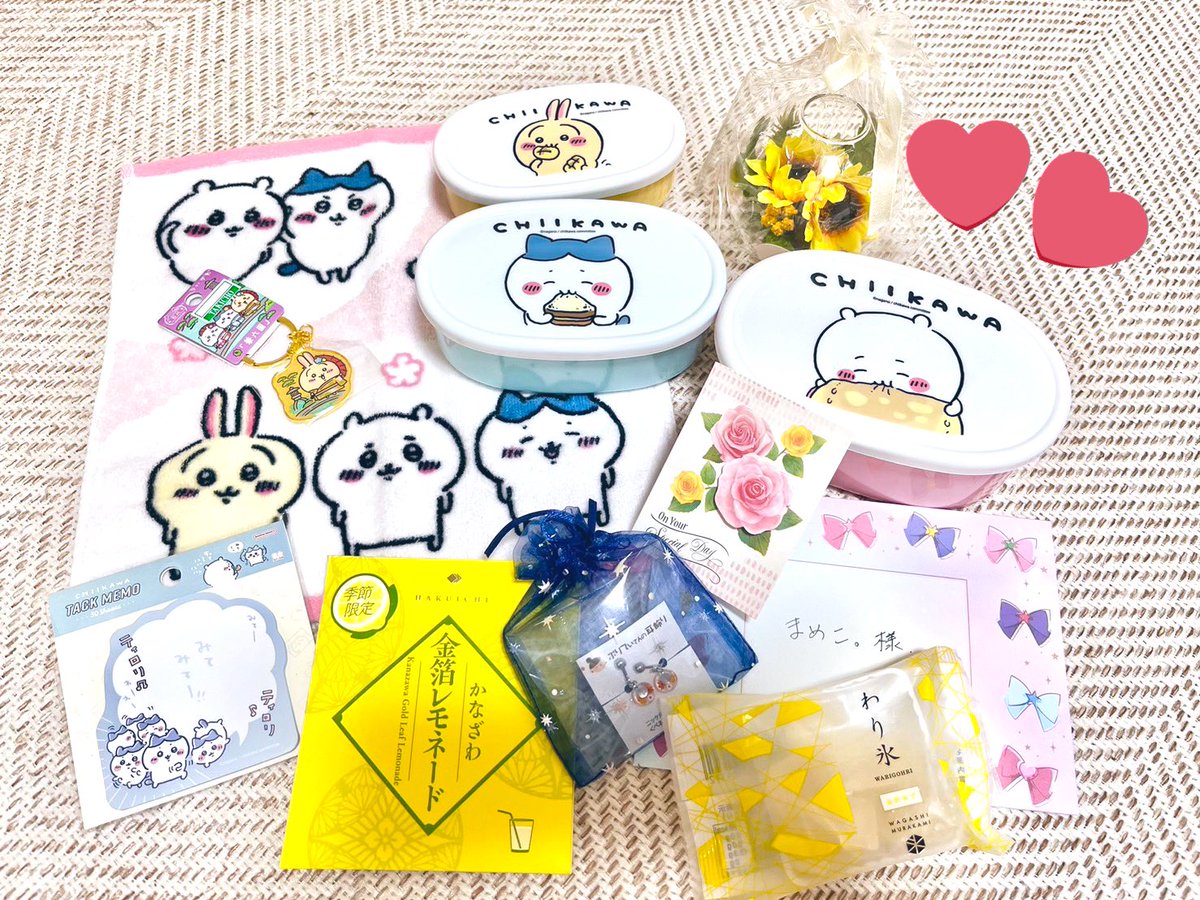 ご紹介が遅れましたが、先月セリカさん@lunaluna0107 から誕生日プレゼントを頂きました🎁ちいかわグッズや推し色グッズの数々本当にありがとうございます!!
大切にさせて頂きますね😊🧡✨
レモネード美味しいので😋嬉しいです🍋 