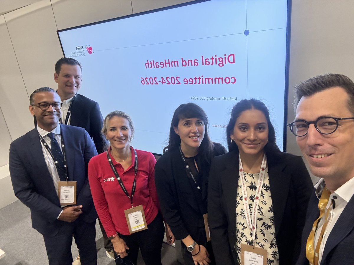 David Duncker (@davidduncker) on Twitter photo Kick-off meeting of the #EHRA_ESC Digital and mHealth committee 2024-2026
Grateful to chair this committee together with <a href="/PriyaPBK/">Priya Bhardwaj</a>. Great team 💪🏼 and eager to start the work
#ESCCongress <a href="/EHRAPresident/">EHRAPresident</a> Kick-off meeting of the #EHRA_ESC Digital and mHealth committee 2024-2026
Grateful to chair this committee together with <a href="/PriyaPBK/">Priya Bhardwaj</a>. Great team 💪🏼 and eager to start the work
#ESCCongress <a href="/EHRAPresident/">EHRAPresident</a>