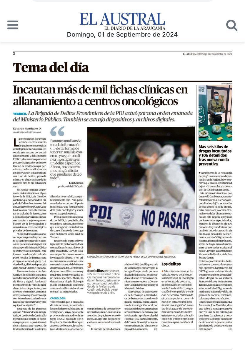 manufmac's tweet photo. En #Temuco: Oncólogos del Hospital Hernán Henríquez bajo la lupa por presunto fraude al Fisco, negociación incompatible y violación de secreto. Fiscalía investiga aplicación de tratamientos experimentales en pacientes con cáncer. Lucrar con esta terrible enfermedad macabro ! https://t.co/ipANEwBT3u