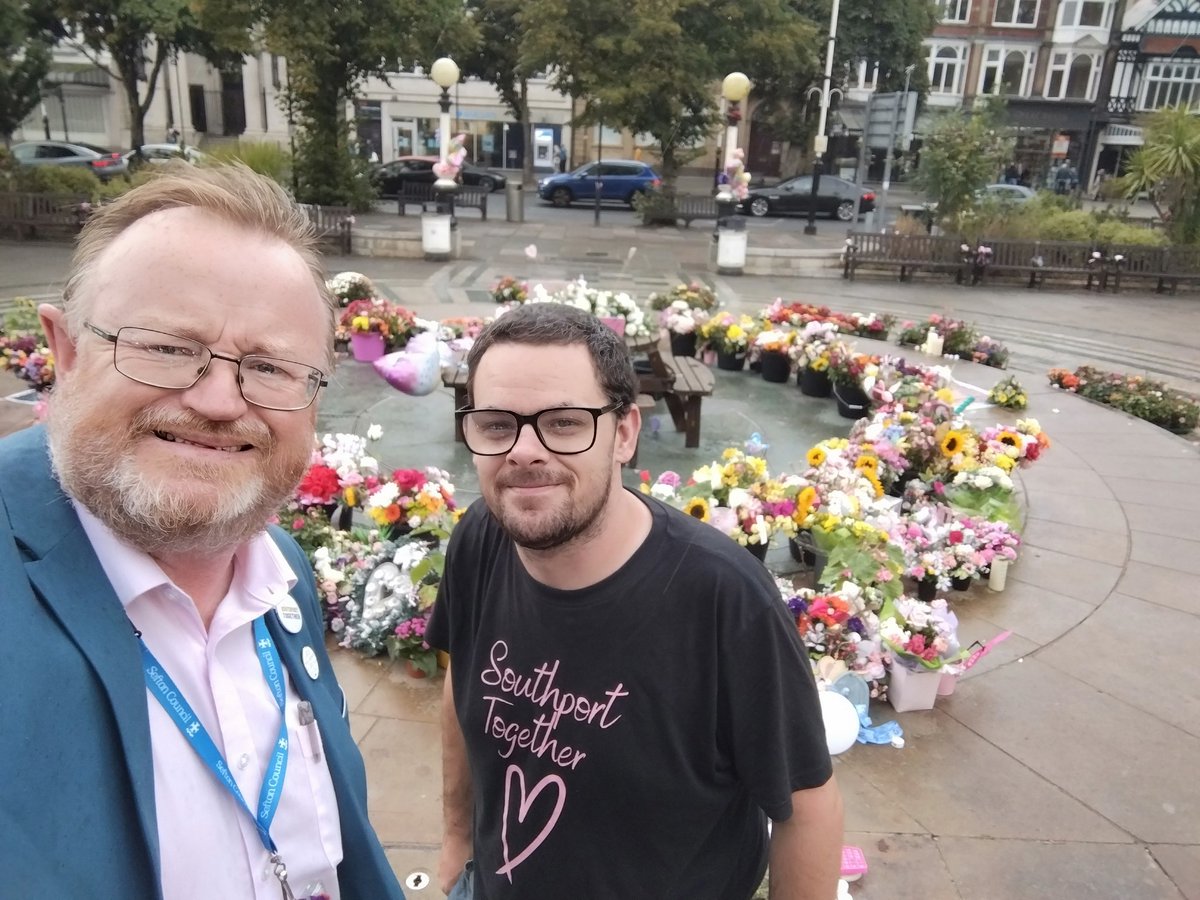 Dr Dave Neary (@drdaveneary) on Twitter photo Curating the floral tribute in front of <a href="/AtkinsonThe/">The Atkinson, Southport</a> with James but on Sunday hours as the rain set in. The flowers will go soon but the memory of Alice, Elsie and Bebe will long be in our memories and hearts #Southport Curating the floral tribute in front of <a href="/AtkinsonThe/">The Atkinson, Southport</a> with James but on Sunday hours as the rain set in. The flowers will go soon but the memory of Alice, Elsie and Bebe will long be in our memories and hearts #Southport