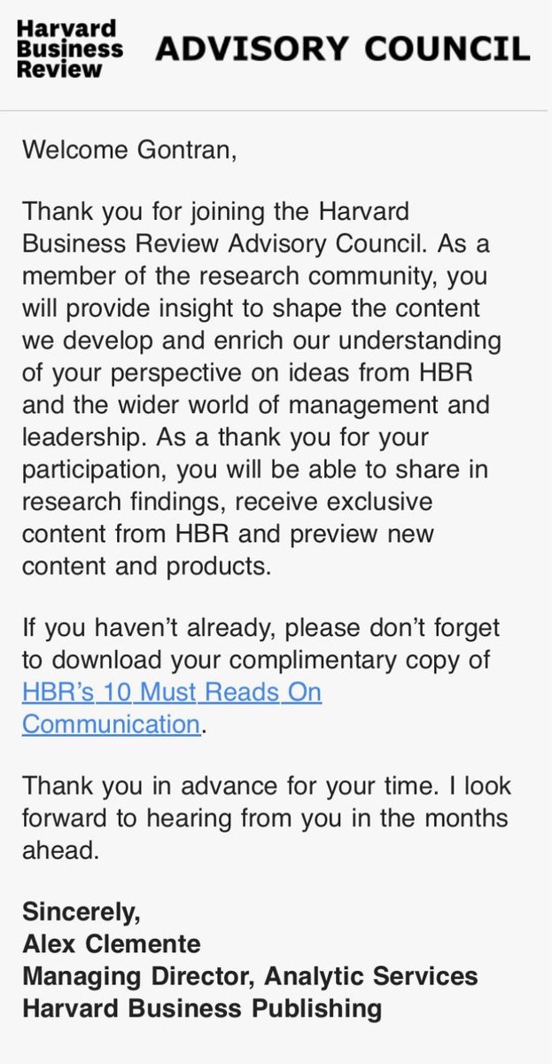 I’m truly honored to join the <a href="/HarvardBiz/">Harvard Business Review</a> Advisory Council!
I’m exciting to provide my insights in venture capital, private equity and M&amp;A that will help to shape future contents and discussions at HBR.
#VentureCapital #PrivateEquity #MergersandAcquisitions