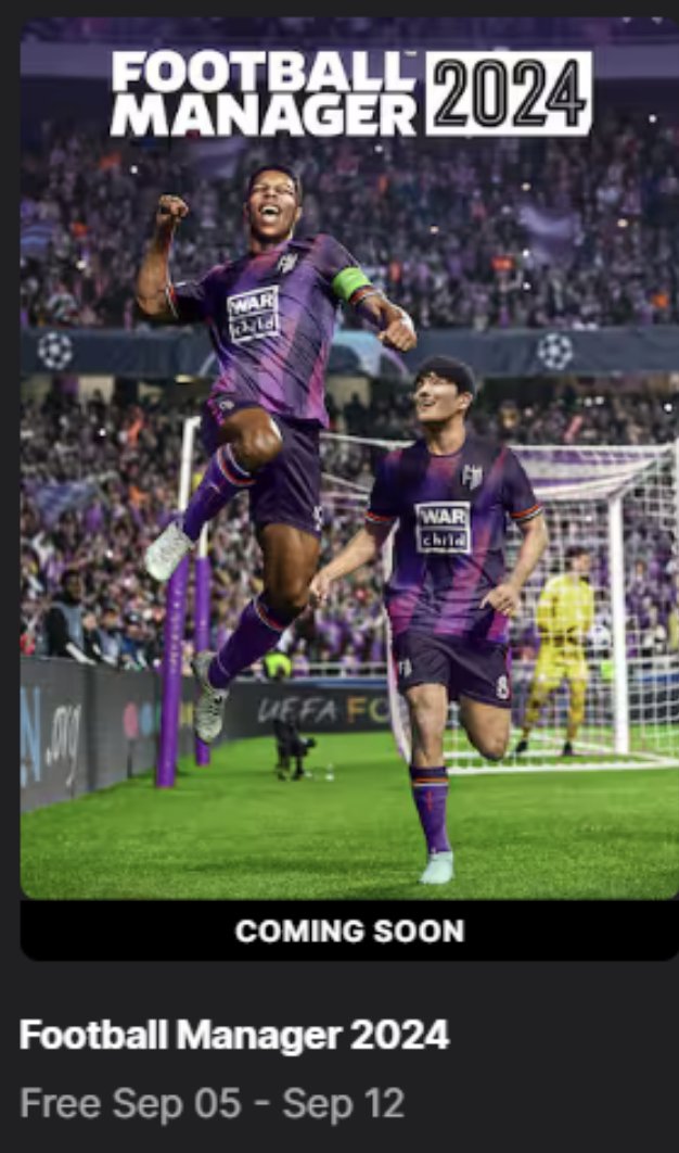 🚨 REMINDER 🚨

Football Manager 2024 will be FREE next week for a week on Epic Games. 

And once you get it, you can have it, FOREVER.