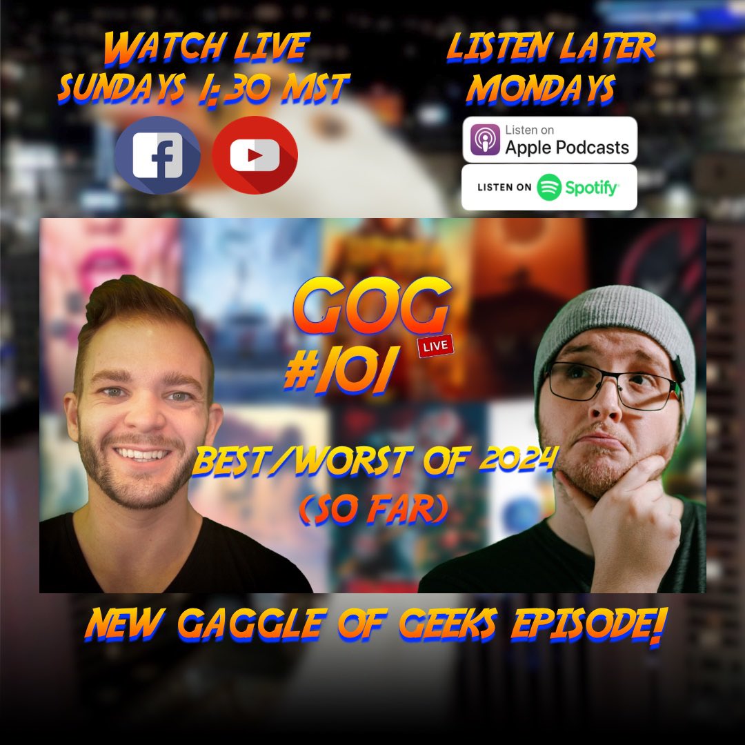 gaggleofgeeks's tweet image. What is up my Gaggle of Geeks?! 

On this episode Pat and Chaz roundup the best and worst of 2024 (so far) as we inch closer to the end of the year!

SUBSCRIBE AND FOLLOW US: 
linktr.ee/gaggleofgeeks