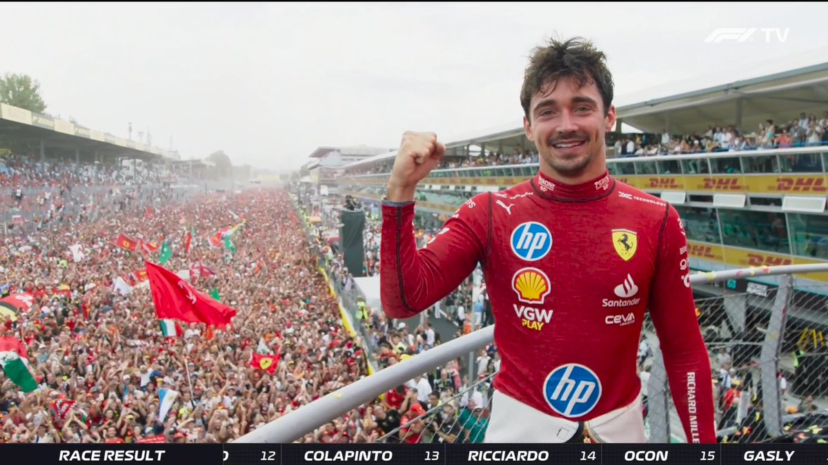 What a photo.
Charles with all the Tifosi in the back. WOW.