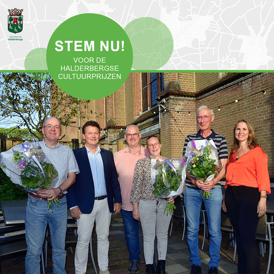 Stem nu voor de Halderbergse Cultuurprijzen 2024! 🎭 De genomineerden zijn:
🏆 Popkoor Muzikaèl
🏆 Revuegroep Stampersgat
🏆 Gemengd Koor Vox Populi.

Vanaf 1 september tot 1 oktober 2024 kan via bit.ly/3LmbFGG gestemd worden. 1 keer per mailadres.