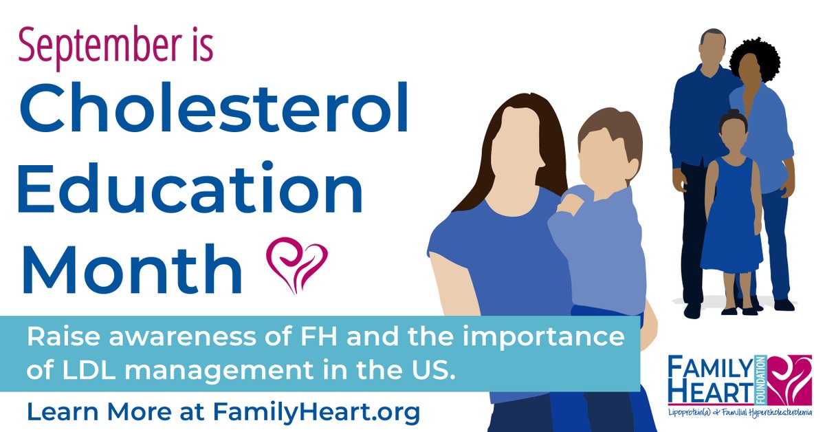 FamilyHeartFdn's tweet photo. Today is the start of #CholesterolEducationMonth. This time of year we shine a spotlight on the problems that come from having high LDL cholesterol, whether it’s from FH or not, we want everyone to reach the #LDLSafeZone! https://t.co/8ojchc7Pyw