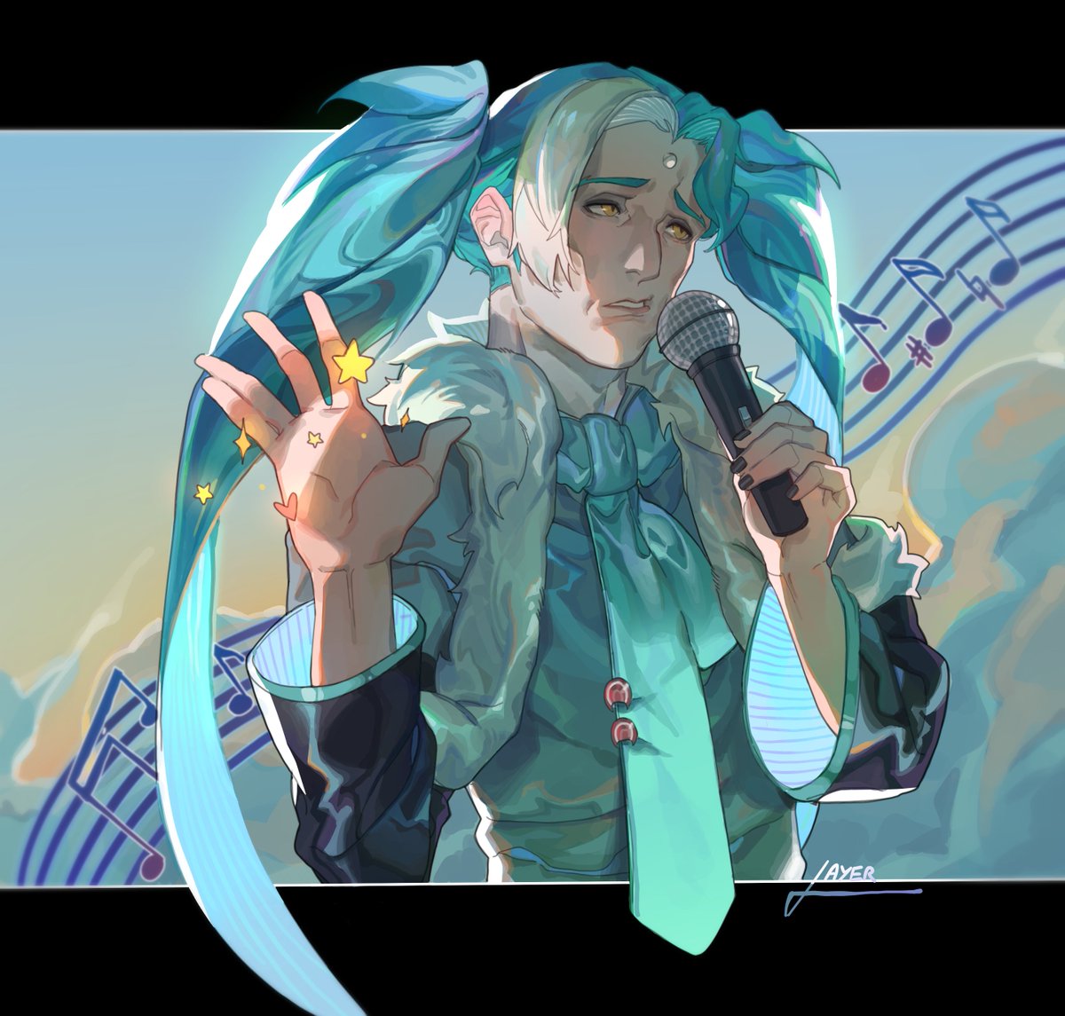 LayerAfterDusk's tweet photo. Go forth, conquer, rule the world! 
Sad, 12.000 year old Miku https://t.co/onjKJY1k65