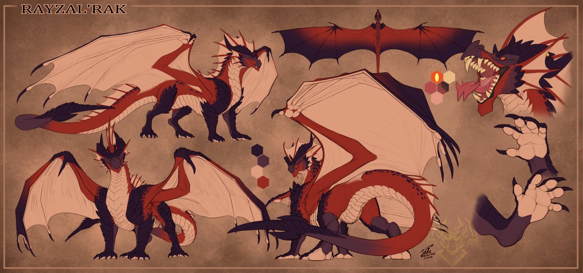 Reference sheet of Raylldo's handsome dragon, RayZal'Rak