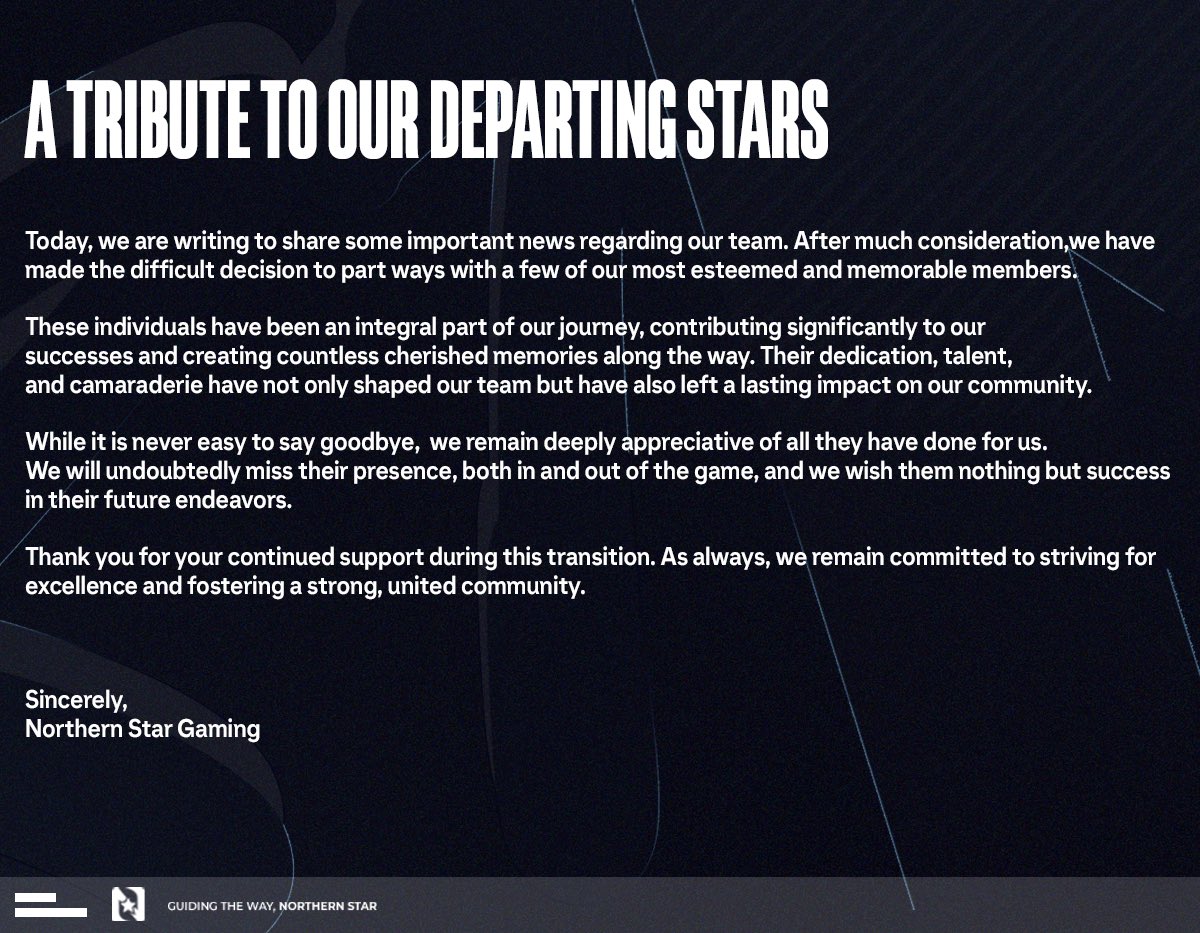 NorthernStarEU's tweet image. A message from Northern Star Gaming 💙