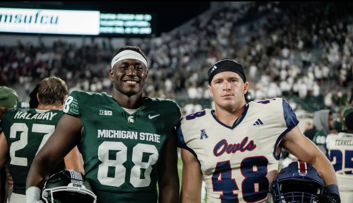 Chris Prewett (@caprewett) on Twitter photo Great to see two former Hornets battling it out last Friday night!! #WELLMADE
<a href="/Zeke_Moore15/">Zeke Moore</a> <a href="/FAUFootball/">Florida Atlantic Football</a>
<a href="/ty_2_fye/">Tyneil Hopper</a> <a href="/MSU_Football/">Michigan State Football</a> Great to see two former Hornets battling it out last Friday night!! #WELLMADE
<a href="/Zeke_Moore15/">Zeke Moore</a> <a href="/FAUFootball/">Florida Atlantic Football</a>
<a href="/ty_2_fye/">Tyneil Hopper</a> <a href="/MSU_Football/">Michigan State Football</a>