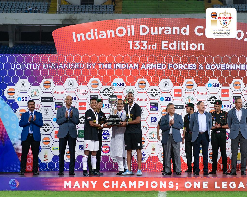 Durand Cup (@thedurandcup) on Twitter photo Mr Aroop Biswas, Honโble Minister for Youth Services and Sports and Power, Govt of West Bengal, presented the historic ๐๐ข๐ฆ๐ฅ๐ ๐๐ซ๐จ๐ฉ๐ก๐ฒ to NorthEast United FC, the Champions of the 133rd Edition of #IndianOilDurandCup
#Final #MBSGNEUFC #PoweredByCoalIndia #DurandCup2024 Mr Aroop Biswas, Honโble Minister for Youth Services and Sports and Power, Govt of West Bengal, presented the historic ๐๐ข๐ฆ๐ฅ๐ ๐๐ซ๐จ๐ฉ๐ก๐ฒ to NorthEast United FC, the Champions of the 133rd Edition of #IndianOilDurandCup
#Final #MBSGNEUFC #PoweredByCoalIndia #DurandCup2024