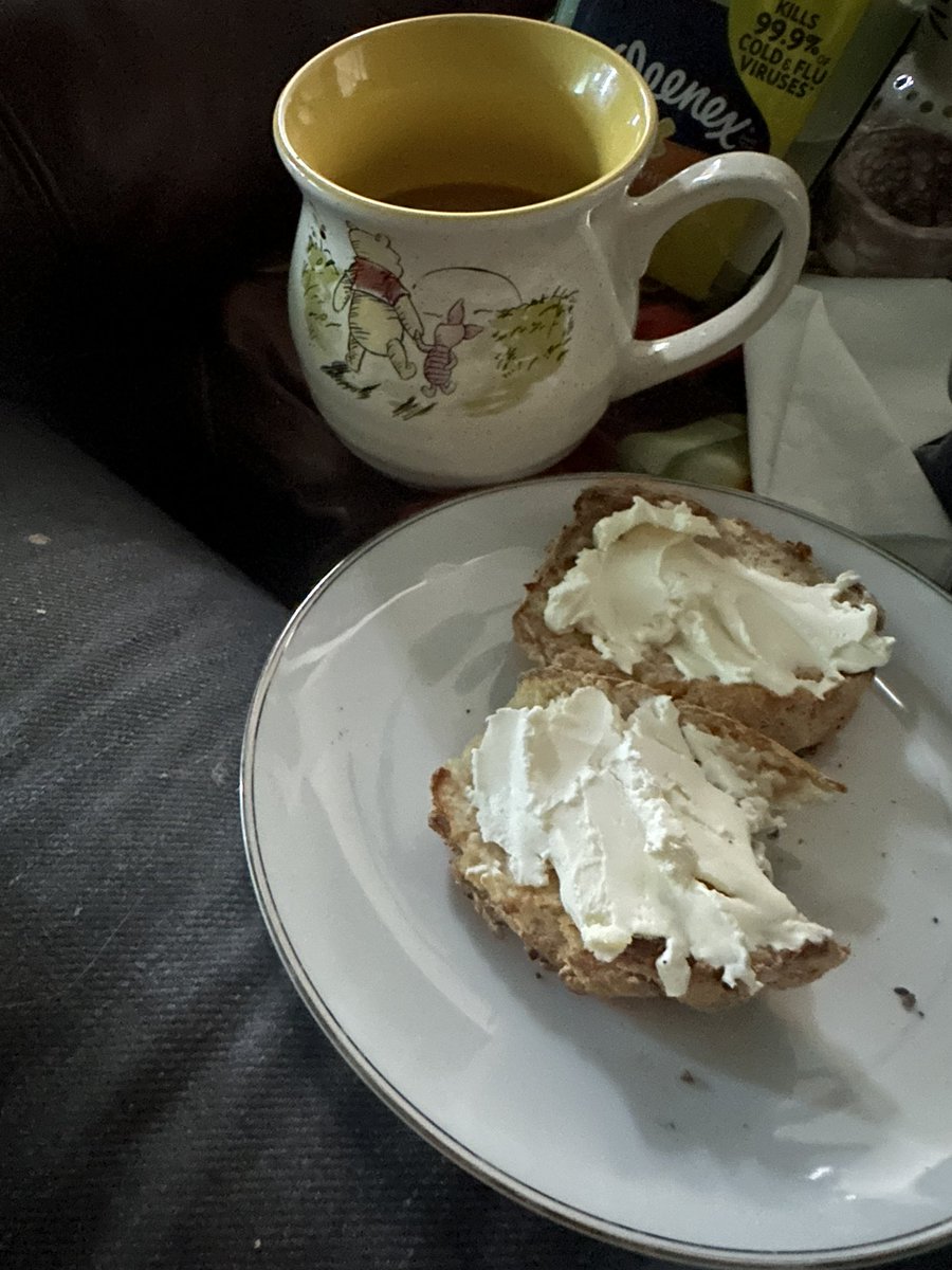 Coffee and homemade bagel. Delicious breakfast.