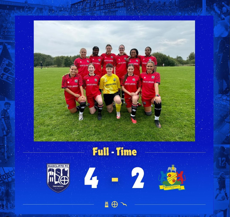 First game of the season  for our Reserve Team  and it’s a win for the ladies.Starting off with bare 11 and dropping down to 10 after a head collision. The ladies battled the full 90 minutes and came out on top with a 4-2 win.
<a href="/radcliffefcfdtn/">Radcliffe JFC Foundation</a>
<a href="/radcliffeboro/">Radcliffe FC</a>
#WeAreRadcliffe  #UTB