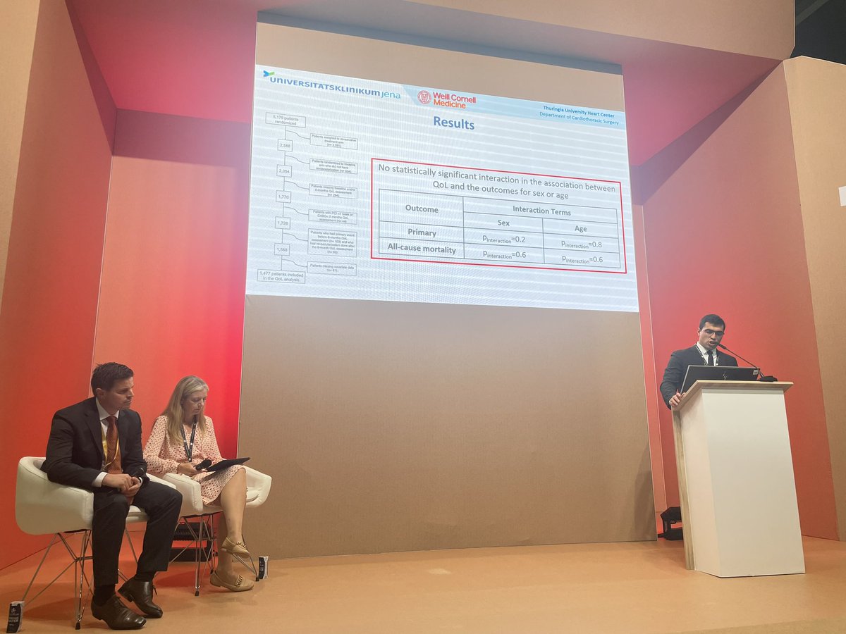 Hristo Kirov (@hriskirov) on Twitter photo 🆕After invasive CAD therapy, change in short-term Qol was associated all-cause mortality in an ISCHEMIA-trial post-hoc analysis!
Presented by <a href="/TulioCaldonazo/">Tulio Caldonazo</a> at the #ESCCongress in London! 🆕After invasive CAD therapy, change in short-term Qol was associated all-cause mortality in an ISCHEMIA-trial post-hoc analysis!
Presented by <a href="/TulioCaldonazo/">Tulio Caldonazo</a> at the #ESCCongress in London!