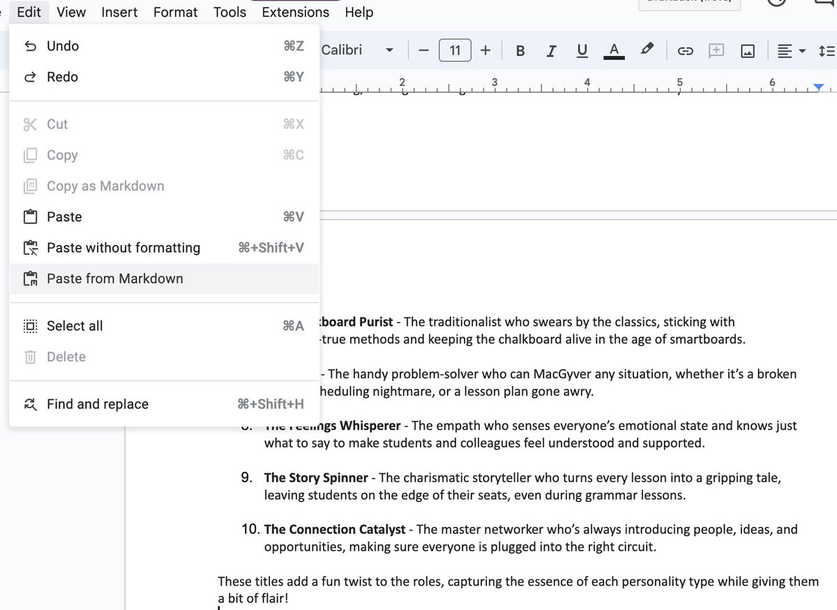 janetbell's tweet image. Just stumbled upon how to copy/paste from #chatGPT (copy button) into #GoogleDocs MAINTAINING FORMAT! 1. Docs: Tools--&amp;gt;Preferences--&amp;gt;Enable Markdown 2. ChatGPT: copy button 3. Docs: Paste from Markdown. No more double ** around text you want bolded lol! Happy Back-to-School, All!