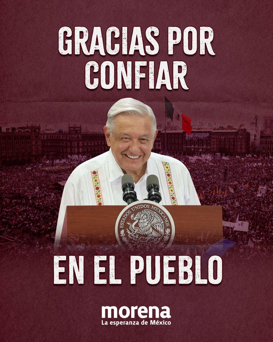 Hoy, en el Zócalo, seremos testigos del último informe de gobierno de nuestro presidente Andrés Manuel López Obrador.

Un evento que marca el cierre de un capítulo histórico, donde el amor su por México se convirtió en el motor de la Cuarta Transformación.

Agradecemos el camino