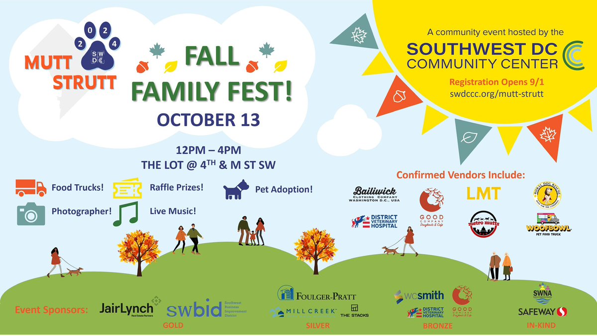 Southwest DC Community Center (@swdc_cc) on Twitter photo Registration has begun for the Mutt Strutt! A $20 donation will get you a T-shirt and a seasonal treat from <a href="/woofbowl/">Woofbowl</a>. Fall Family Fest is free to attend & will have <a href="/Ruraldogrescue/">Rural Dog Rescue</a> pet adoption, vendors, raffle prizes from <a href="/dcunited/">D.C. United</a>, <a href="/Nationals/">Washington Nationals</a> and more! shorturl.at/dNNnL Registration has begun for the Mutt Strutt! A $20 donation will get you a T-shirt and a seasonal treat from <a href="/woofbowl/">Woofbowl</a>. Fall Family Fest is free to attend & will have <a href="/Ruraldogrescue/">Rural Dog Rescue</a> pet adoption, vendors, raffle prizes from <a href="/dcunited/">D.C. United</a>, <a href="/Nationals/">Washington Nationals</a> and more! shorturl.at/dNNnL