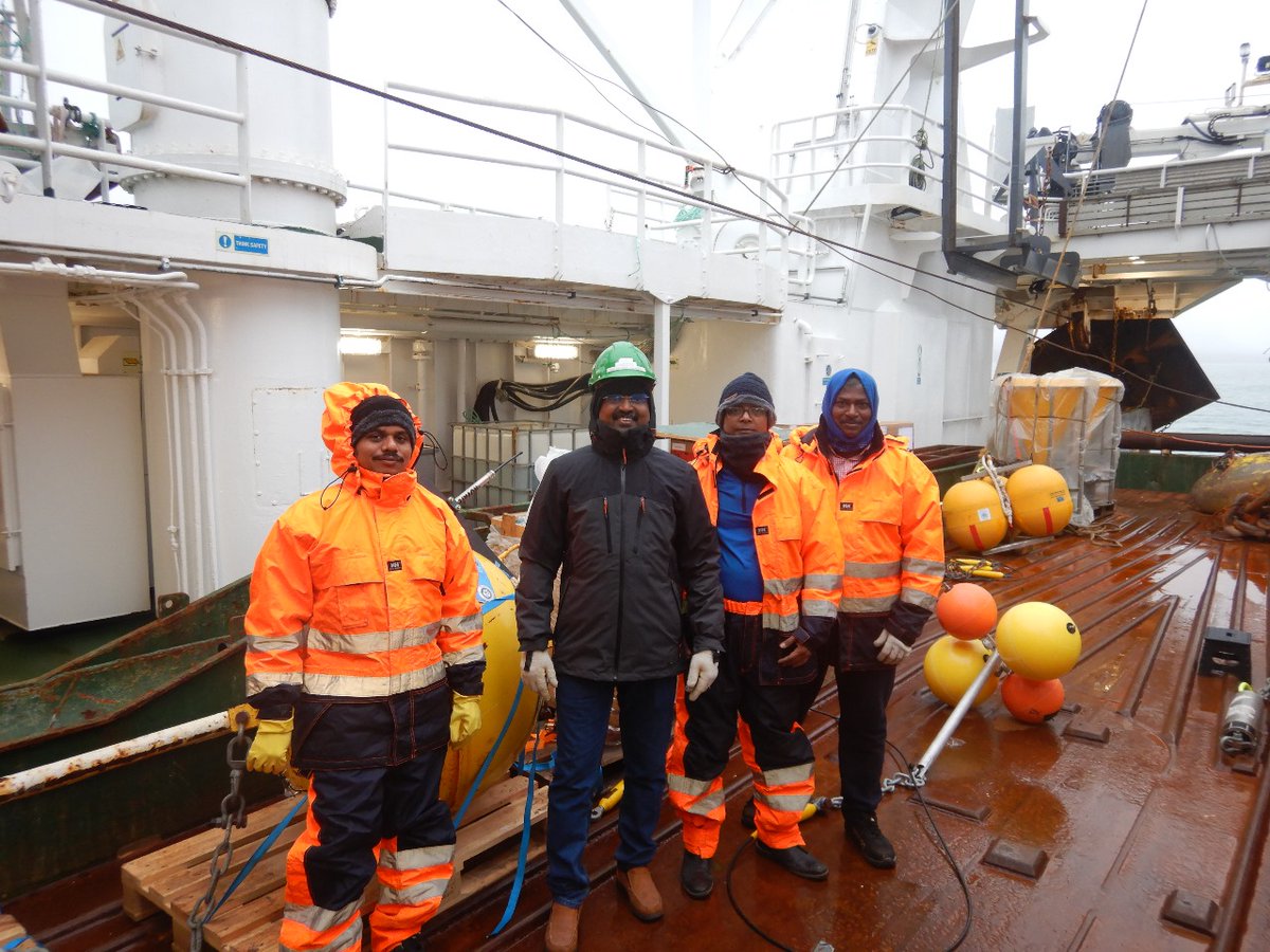 NIOT - Ocean observation Systems and Ocean Acoustics joint team M.Arul Muthiah- Scientist F, B.Kesava kumar- Scientist E, G.Raguraman -Scientific Officer &amp; C Muthukumar -Scientific Officer sucessfully deployed the Indian Arctic subsurface instrumented mooring IndARC-VI and
