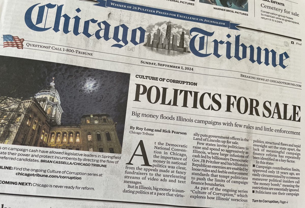 Ray Long (@raylong) on Twitter photo Our Culture of Corruption series looks today at big money in Illinois politics and the feeble guardrails on campaign finance <a href="/rap30/">Rick Pearson</a> & me chicagotribune.com/2024/09/01/ill… Our Culture of Corruption series looks today at big money in Illinois politics and the feeble guardrails on campaign finance <a href="/rap30/">Rick Pearson</a> & me chicagotribune.com/2024/09/01/ill…