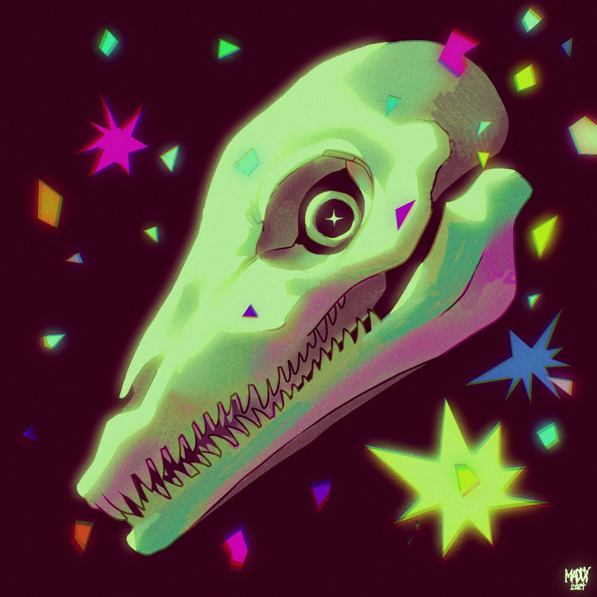 random skull 😗 #art #skull #star #colorful