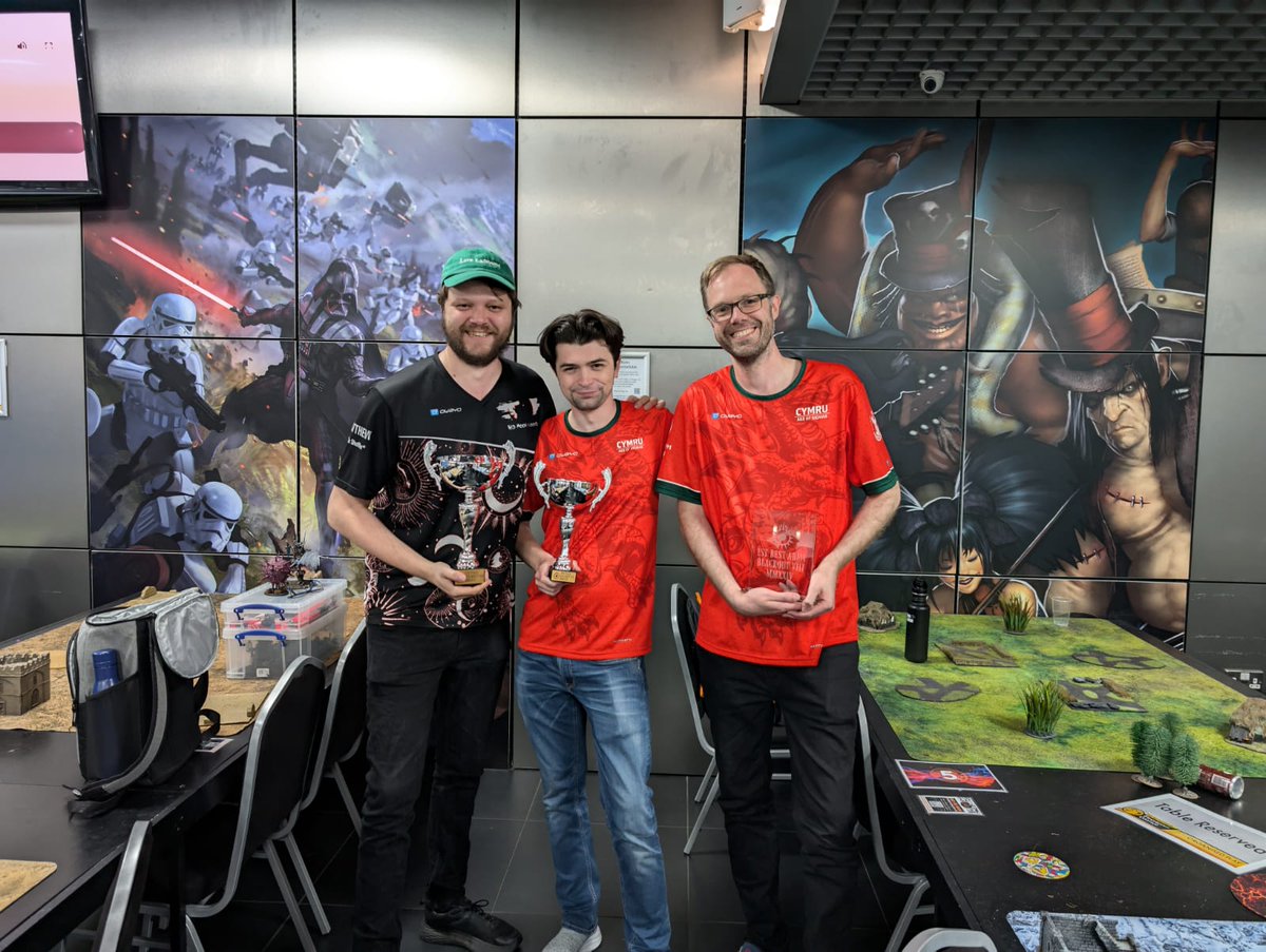 What a great showing from Team Wales this weekend at Blackout run by <a href="/the_black_sun/">Chris Tomlin</a>.

<a href="/MGouldesbrough/">Matthew Gouldesbrough</a> and <a href="/PriorityLoser/">AoS Dan</a> going 5-0 and taking 1st and 2nd place respectively.

With published author <a href="/D_Towsey/">David Towsey</a> taking home Best Painted!!