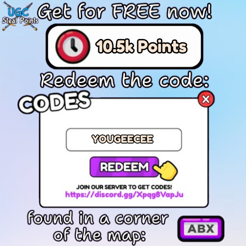 𝐍𝐞𝐰 𝐔𝐆𝐂 𝐒𝐭𝐞𝐚𝐥 𝐏𝐨𝐢𝐧𝐭𝐬 𝐂𝐨𝐝𝐞
⚬ 𝘊𝘰𝘥𝘦: YOUGEECEE
⚬ 𝘙𝘦𝘸𝘢𝘳𝘥: 10,500 Points
⚬ 𝘙𝘦𝘲𝘶𝘪𝘳𝘦𝘮𝘦𝘯𝘵𝘴: Follow + Like for more codes!
⚬ 𝘙𝘦𝘥𝘦𝘦𝘮 𝘐𝘯: roblox.com/games/15998144…
⚬ 𝘛𝘢𝘨𝘴: #𝘶𝘨𝘤𝘤𝘰𝘮𝘮𝘶𝘯𝘪𝘵𝘺 #𝘜𝘎𝘊 #𝘜𝘎𝘊𝘤𝘳𝘦𝘢𝘵𝘰𝘳