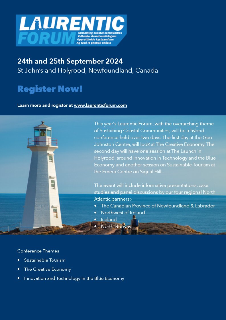 Delighted to announce the dates for this year's Forum...and our new location! We are heading to Newfoundland for the 24th and 25th of September.
Join us for case studies, presentations, discussions and more. Register laurenticforum.com
<a href="/BizArtsNL/">Business and Arts NL</a>