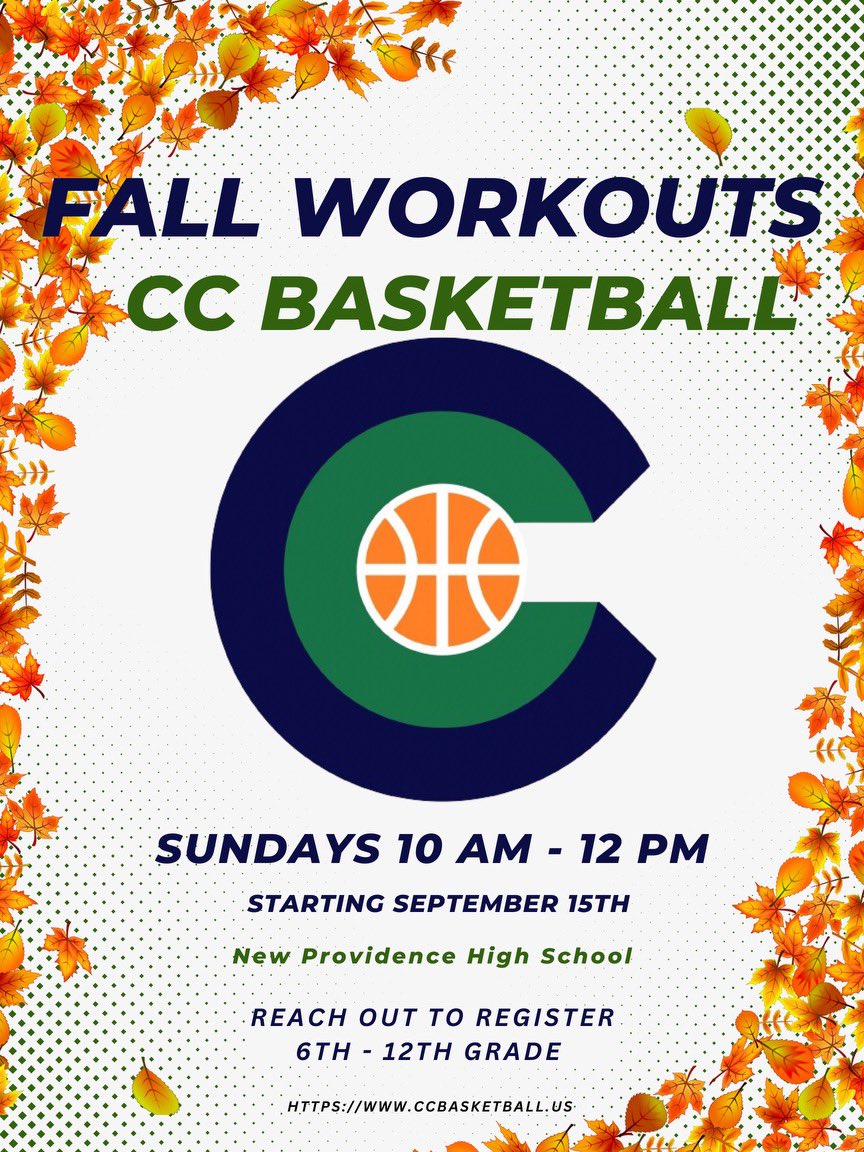 The end of summer means two things. Football and CC basketball. Sign up today to make sure you’re ready for tryouts come November. There’s no better workout in NJ.