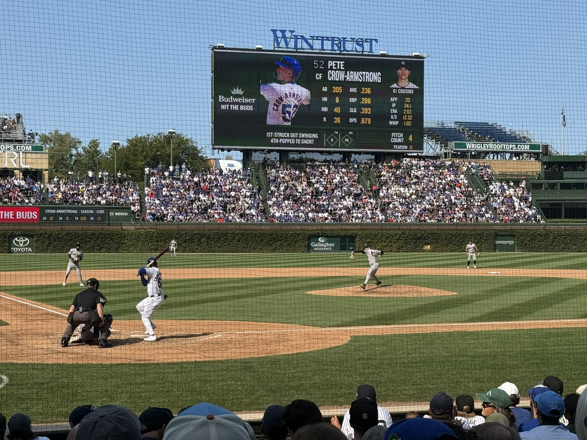 Former DTA Wildcat Jake Cousins with another scoreless inning of relief in Wrigley Field for the Yankees.