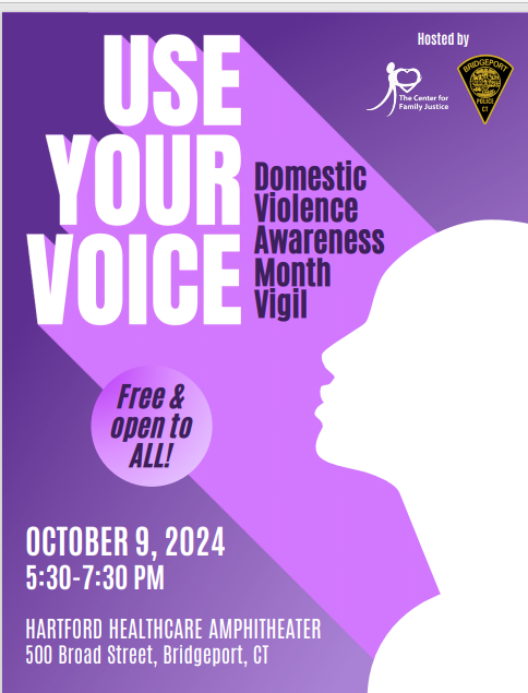 CFJCT's tweet photo. The Center for Family Justice will host its annual Domestic Violence Awareness Month Vigil Wed., Oct. 9.

Please come as we honor those who support our work, survivors of domestic abuse, and our dedicated advocates, clinicians, and attorneys who work on the front lines every day. https://t.co/sjORCffAfB