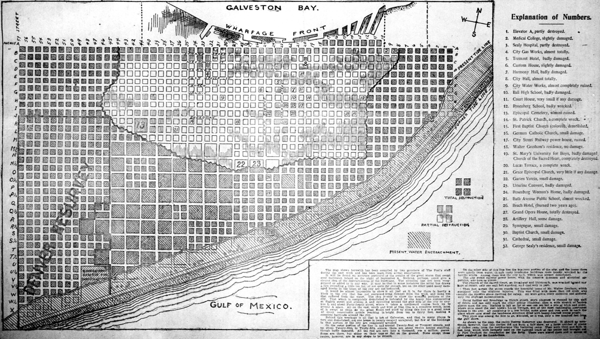 The hurricane that destroyed Galveston 124 years ago, on September 8, 1900, remains the nation's deadliest natural disaster. Although its death toll will never be known precisely, the 1900 Storm claimed upwards of 8,000 lives on Galveston Island and several thousand more on the