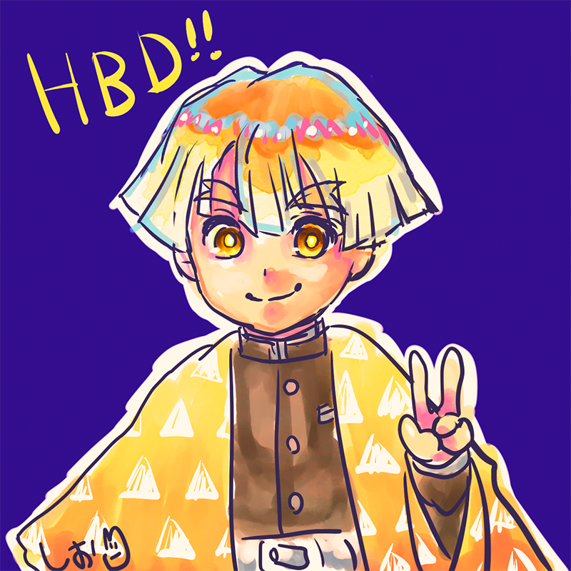 我妻善逸 「この間お誕生日の時に描いた善逸落書き 鬼滅キャラの誕生日はマジで気まぐれにしか描」|しお｜SIO ただの幅広いオタクのイラスト
