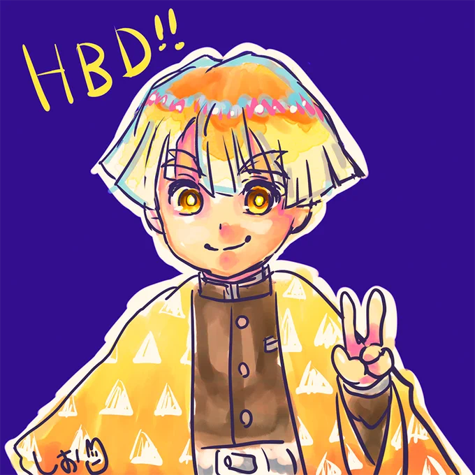 この間お誕生日の時に描いた善逸落書き 鬼滅キャラの誕生日はマジで気まぐれにしか描かないので、描くキャラ描かないキャラを選別してるわけではないw