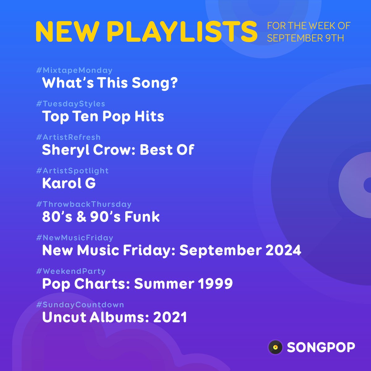 Take a look at all the #NewPlaylists coming your way on #SongPop this week!
