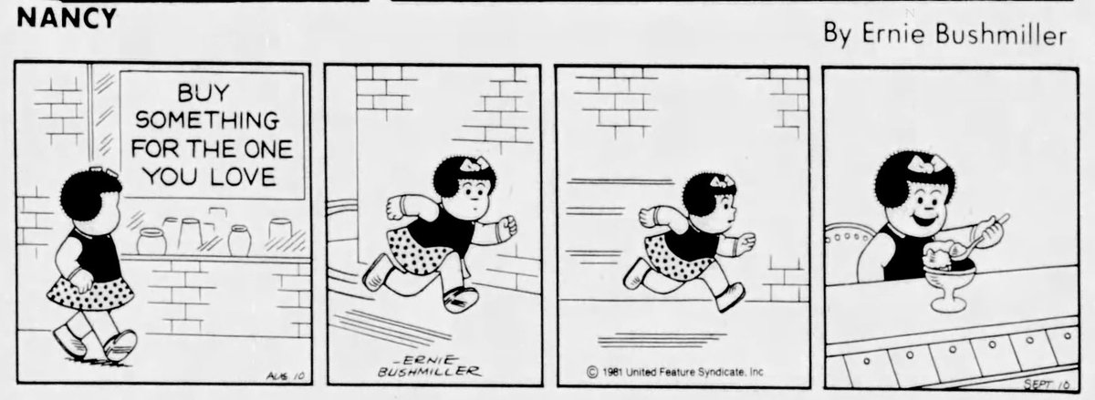 Nancy Comics by Ernie Bushmiller (@johnnycallicutt) on Twitter photo Nancy By Ernie Bushmiller September 10,1981 Nancy By Ernie Bushmiller September 10,1981