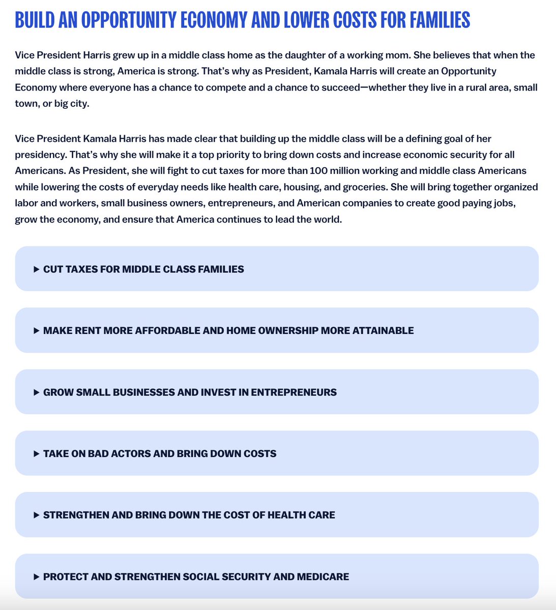 Mike Nellis (@mikenellis) on Twitter photo There it is: <a href="/KamalaHarris/">Kamala Harris</a> just launched her policy page ahead of the debate. Good stuff, from her housing plan to affordable child care and lowering energy costs.
Can't wait for the media to move the goalposts once again for Harris' campaign.
kamalaharris.com/issues/ There it is: <a href="/KamalaHarris/">Kamala Harris</a> just launched her policy page ahead of the debate. Good stuff, from her housing plan to affordable child care and lowering energy costs.
Can't wait for the media to move the goalposts once again for Harris' campaign.
kamalaharris.com/issues/