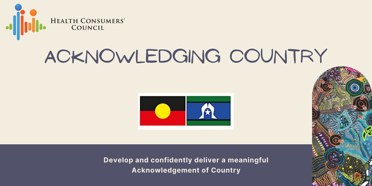 Free Acknowledging Country workshop for our consumer and community representative network. Now more than ever, the work continues. We need connection. We need respect. We need action. And we need change.   

Wed 18 September, 5:30-7:00pm
events.humanitix.com/copy-of-acknow…
