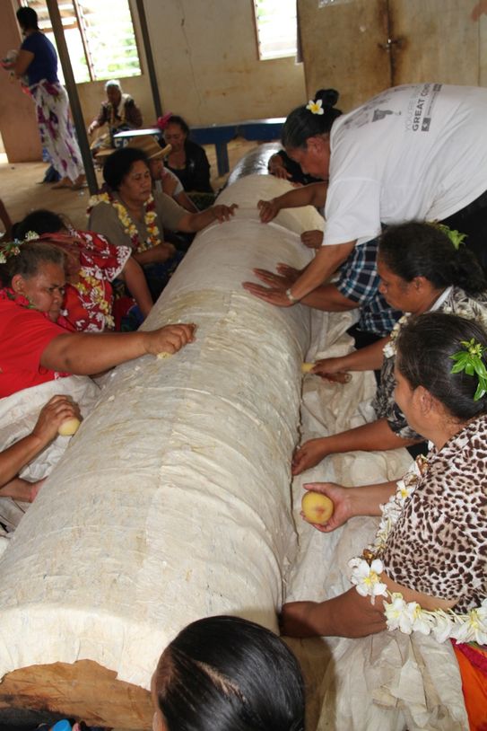 Making a large roll of Tapa for your next art project. Ask your local handmade paper or arts and craft dealer about South Pacific Paper, Tapa, or wherever you buy your art supplies, or have them email us through our website.