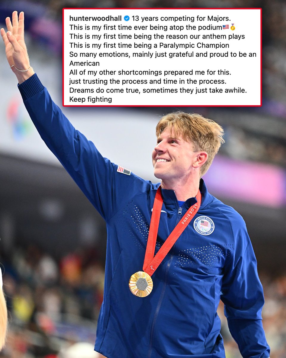 "Dreams do come true, sometimes they just take awhile."

A message of gratitude from #ParisParalympics gold medalist Hunter Woodhall. 🇺🇸