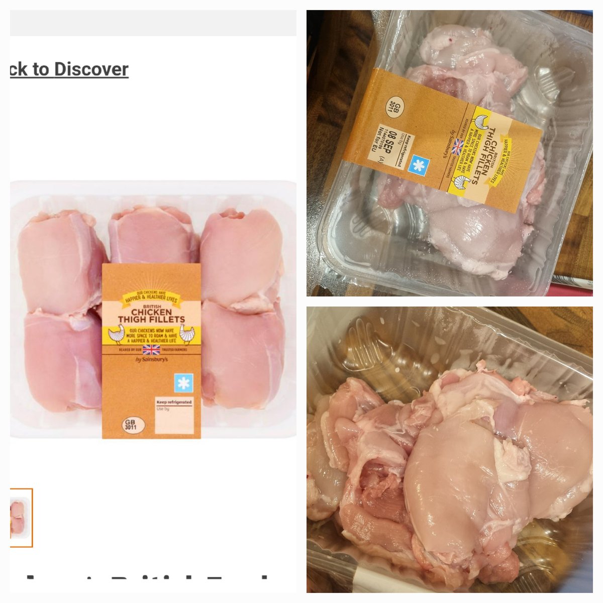Miss_Twizz's tweet photo. @sainsburys What I bought vs what I got, the food edition. If Shein did chicken! 🤦🏻‍♀️ How did this box of scraps and offcuts pass quality control, and how on earth was it deemed acceptable to send out for a home delivery order?! https://t.co/59CA6KEHZu