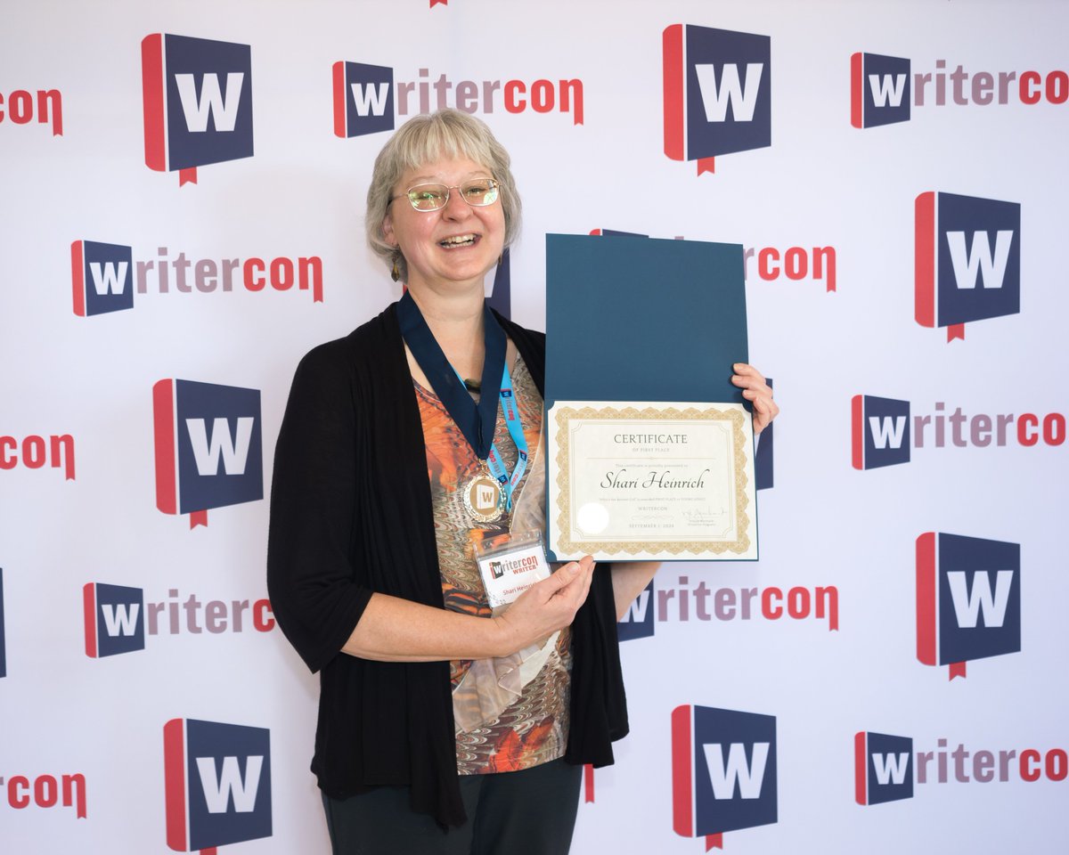 So please to have won 1st at the 2024 WriterCon Contest, YA category. #WritingCommunity event hosted by <a href="/wbernhardt/">William Bernhardt</a> and others. Photo by award-winning photographer Ralph Bernhardt.